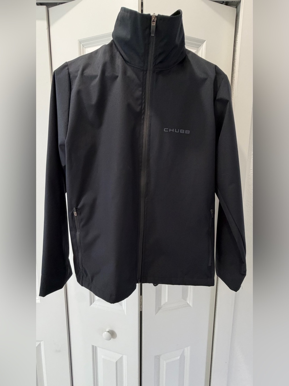 NWT CHUBB Insurance Windbreaker Rain Jacket Black Women's Medium Corporate